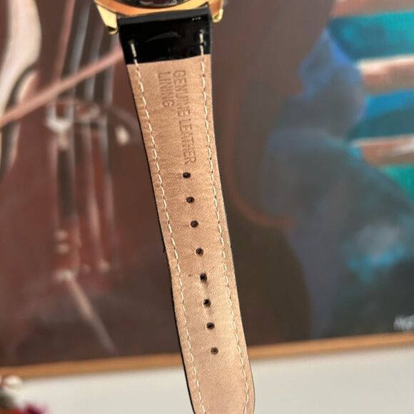 Betsey Johnson Gold and Black Giraffe Watch Leather - Picture 4 of 16